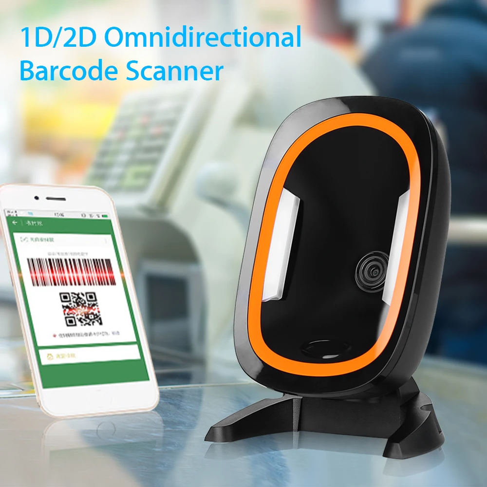 الاتجاه ماسحة 1D 2D التذاكر QR رمز USB قارئ شفرة التّعرّف مكتب السيارات تحسس USB و RS232 واجهة ماسحة ل مخازن