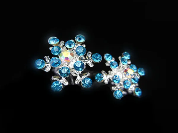 

120pcs Blue Crystal Rhinestone New Snowflake Hair Pins Fashion Hair Jewelry Wedding Party Bride Woman Hair Clips Free Shipping