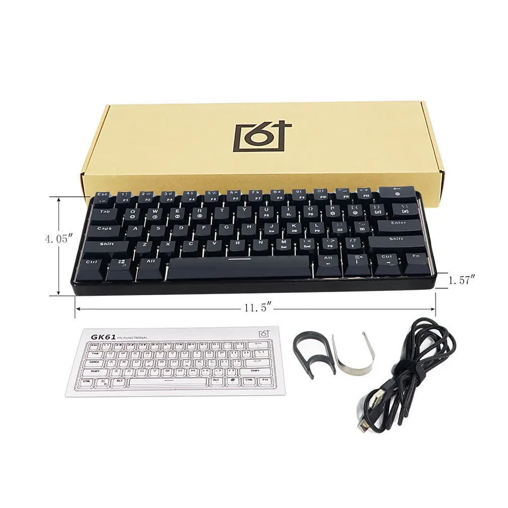 GK61 Swappable 60% клавиатура RGB специальный комплект Монтаж на печатной плате пластина чехол геймер механическое ощущение клавиатура игровая