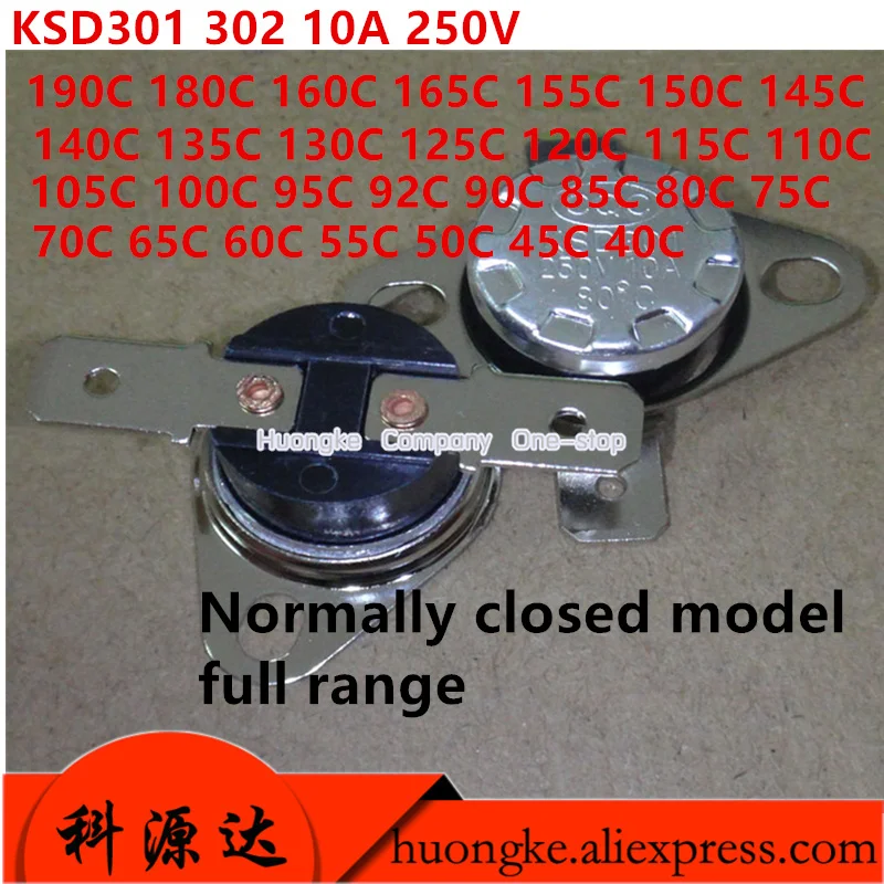 2 шт./лот KSD301 302 10A 250 V контроля температуры Переключатель 40 градусов-105 92 95 100 90 80