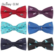 Милый мультяшный галстук-бабочка для мужчин, полиэстеровый жаккардовый галстук-бабочка с животными, деловые свадебные костюмы, мужские галстуки-бабочки Gravatas