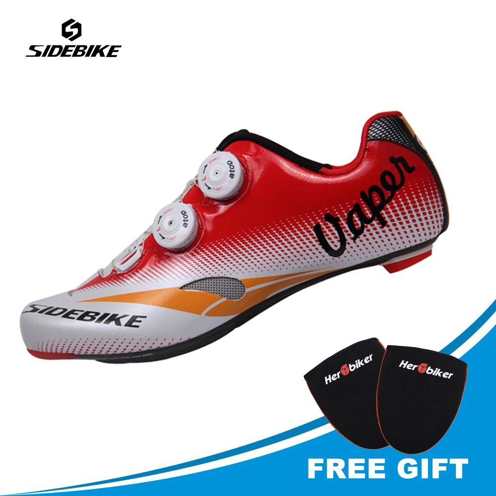 

SIDEBIKE Bike Self-locking Lightweight Road Bike Red Shoes Sports Bicycle Cycle Shoes Athlet Carbon Fiber Soles Road Shoes