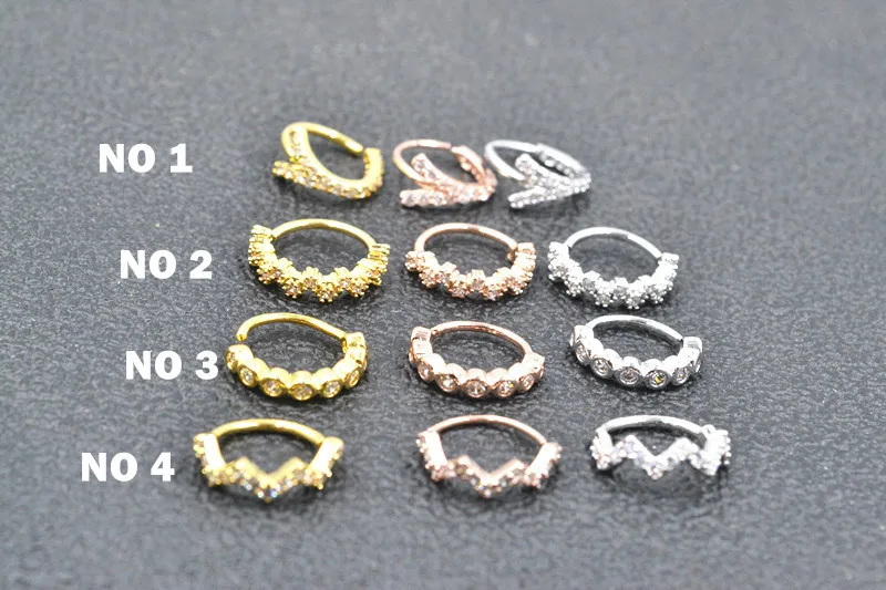 

50pcs Body Jewelry Piercing - Nose/Ear Ring Ear Helix Daith Cartilage Tragus Earring Nose Septum Ring Bend CZ Gens Shine NEW