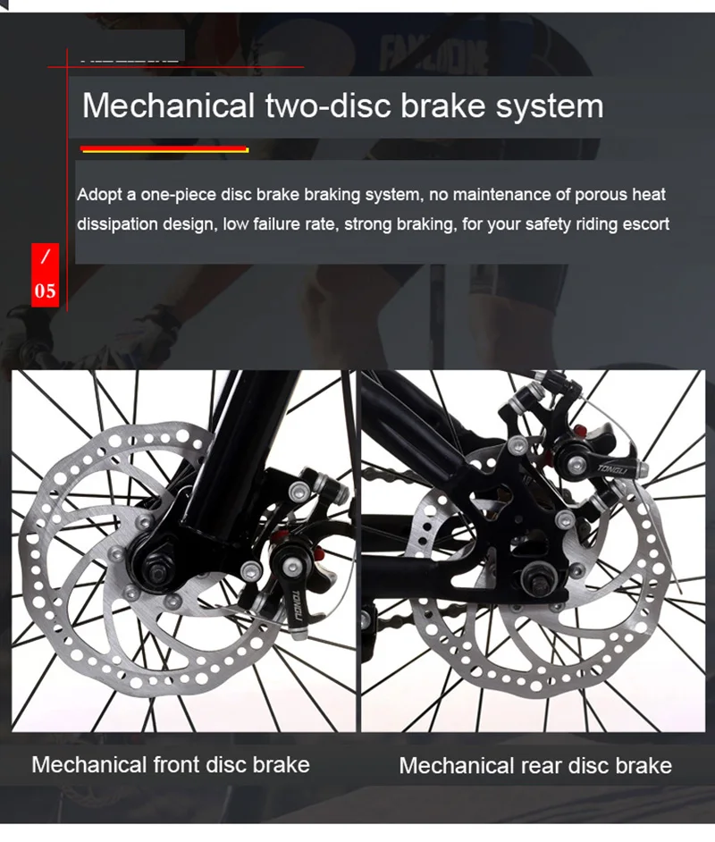 Discount Adult Mountain Bike 24-Inch Single-Speed Two-Disc Brake Shock Absorber Student Mountain Bike 6