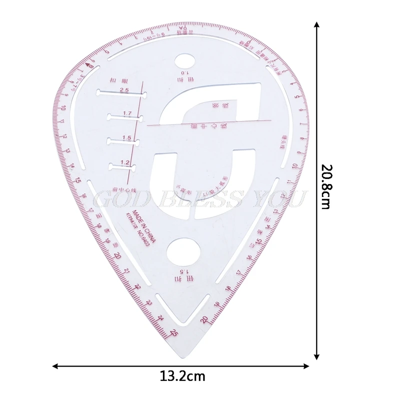 Рукав кривая линейка измеряет пластик для шитье пошив платья Портной инструмент для рисования