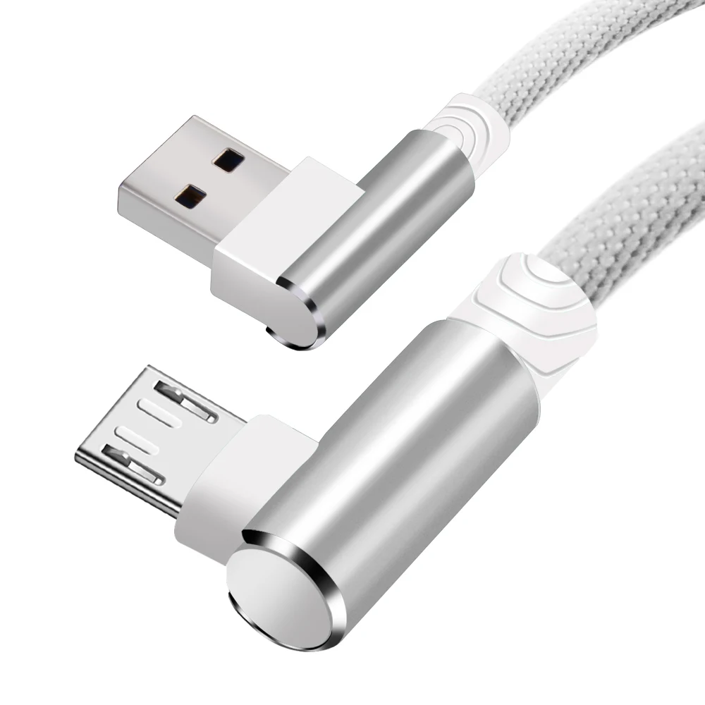 Micro USB кабель 90 градусов локоть нейлоновая оплетка 1 м 2 м 3 м Быстрая зарядка зарядное устройство кабель для передачи данных для Samsung s7 xiaomi redmi LG microusb