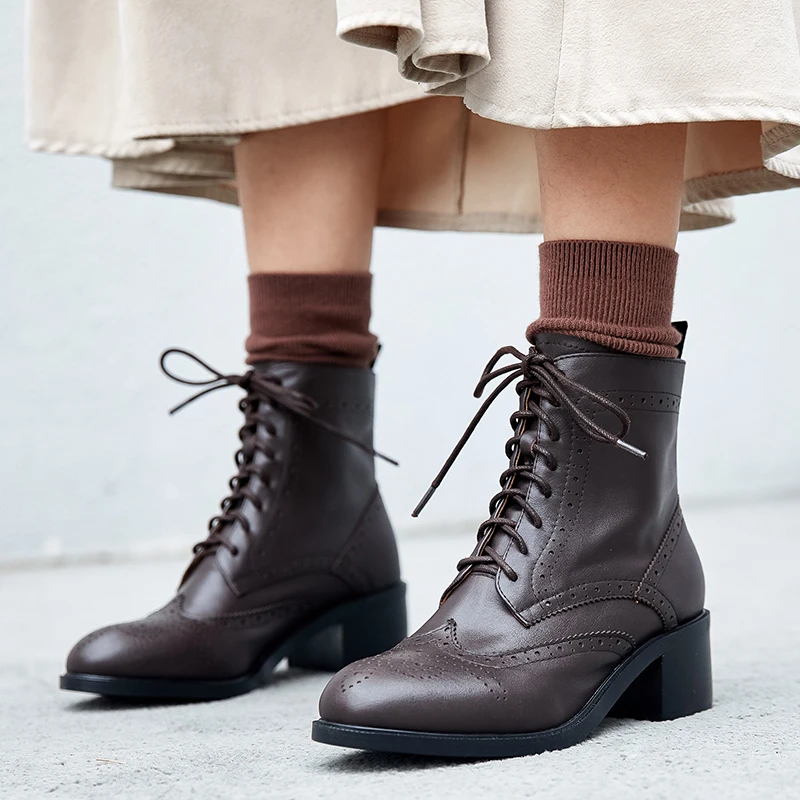 heeled brogue boots