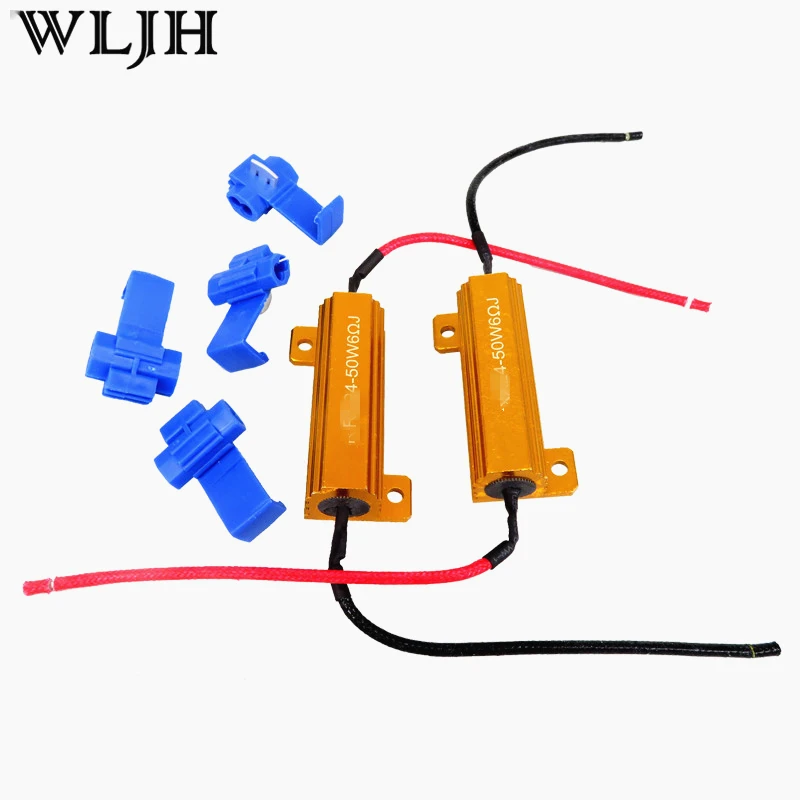 

WLJH 2x 50W 6ohm Led Load Resistor H1 H3 H4 H7 H8 H11 9006 1156 1157 HID HeadLight DRL Fog Light Wiring Canceller Decoder