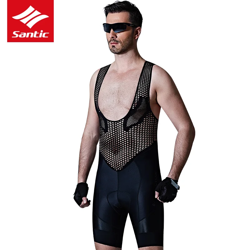 Men's Cycling Padded Bib Shorts Mesh Breathable Bicycle Clothes Mtb
