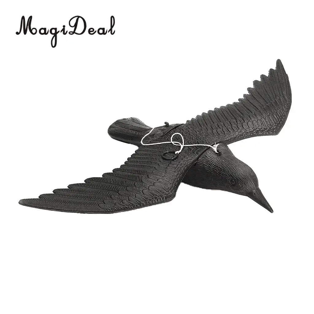 MagiDeal Realistic Flying Hunting Crow Decoy Pest Control Garden Scarer Scarecrow Realistic Hawk Ornament for Outdoor Hunting
