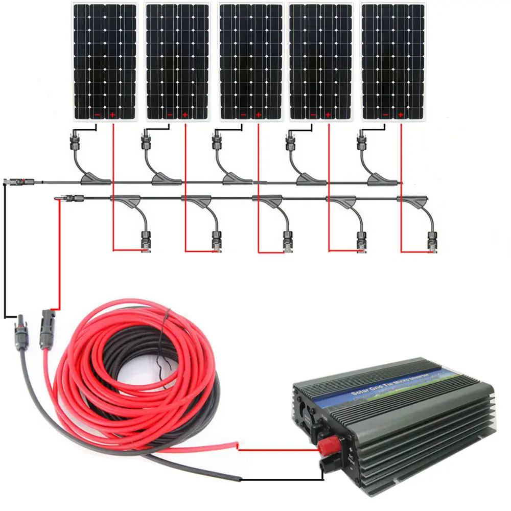 

UK style solar kit :750w 5*150w mono solar panel system with 1000W 12v/230v grid tie invertor&home solar system#