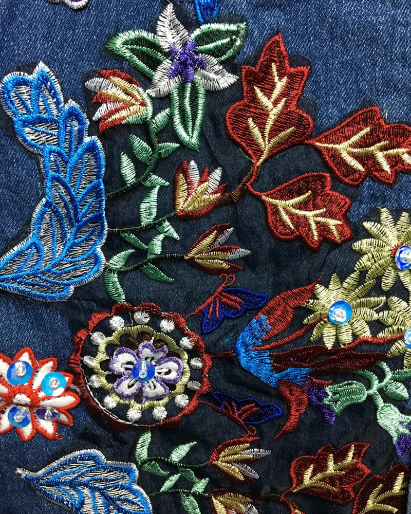 Весенняя Корейская версия, женская новая джинсовая куртка с вышивкой бисером, пальто, женская Повседневная Свободная верхняя одежда в стиле ретро для колледжа, wq1290