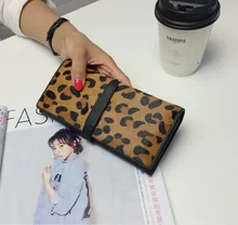 Fashion Echtes Leder Geldbörsen Damen Long Clutch Kartenhalter Luxus Leopardenmuster Handtasche Marke Brieftaschen