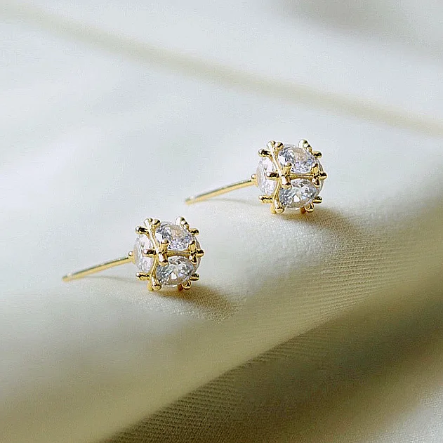 simple square zircon earrings 100% 925 Sterling silver Jewelry fashion Hypoallergenic Stud earrings for women gift