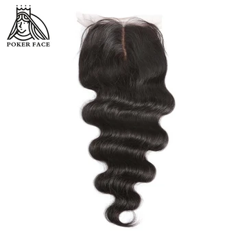 

Poker Face Body Wave 4x4 Lace Closure Middle Part Lace Brazilian 10-20 inches 100% Human Hair Natural Color Remy Hair