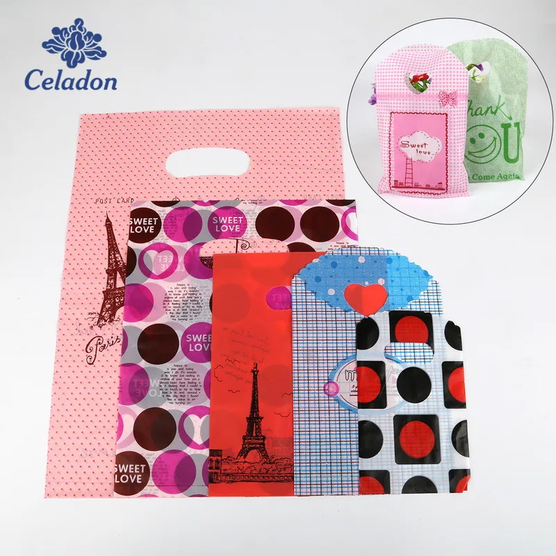 

High Quality 5 Sizes Random Mixed Color Small/Medium Plastic Wedding Gift Pouches Gift Packaging Bags DIY Jewelry Accessories