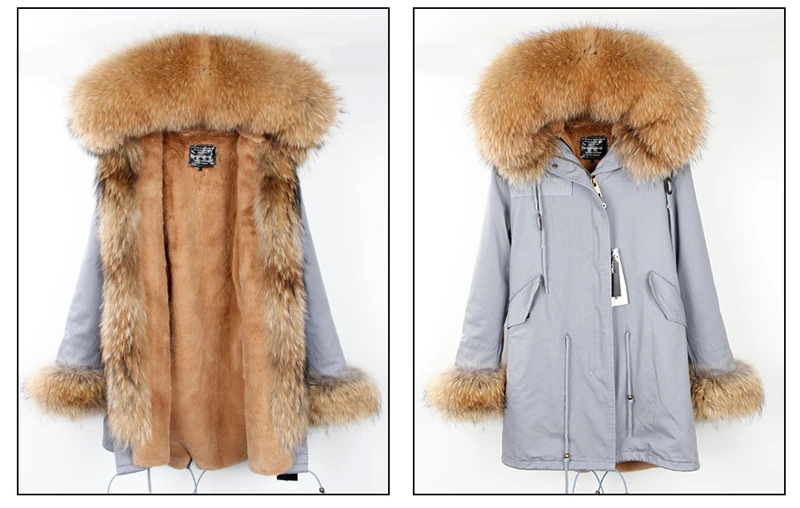 Новая короткая армейская зимняя куртка с объемным натуральным мехом енота Парка Пальто Женщины Уличная одежда Топ бренд