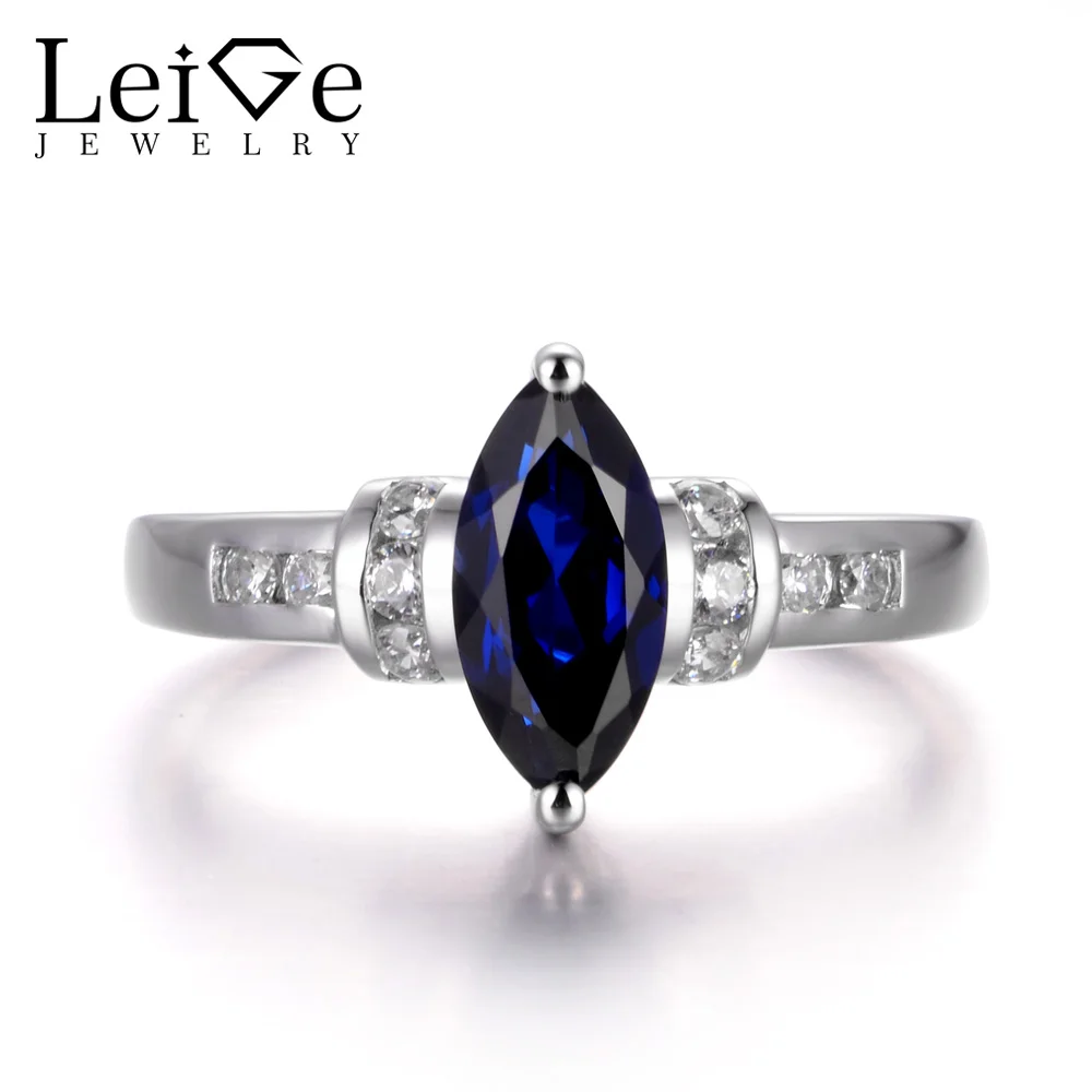 LeiGe Jewelry Blue Sapphire Rings Unique Promise Ring September