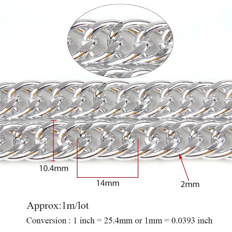 40cm/100cm Long 9.5mm Metal Chains For Bag Handle Chains Replacement  Shoulder Bag Strap For