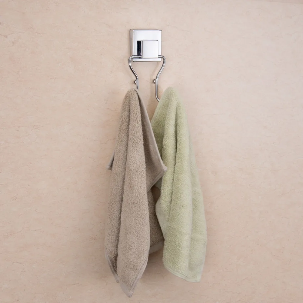 2 шт. на присоске двойные крючки для ванной стены кухни квадратный вакуумный крепкий Серебряный держатель для полотенец аксессуары для ванной