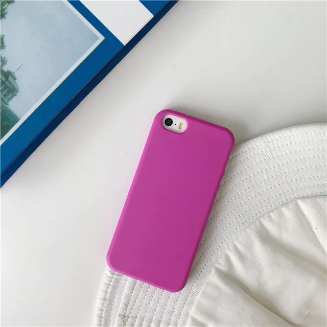 Чехол для телефона ярких цветов для iphone XS, XR, XS, Max, мягкий силиконовый матовый чехол из ТПУ с полным чехол для iphone 5 5S se, 6, 6 S, 7, 8 Plus, X, чехол s - Цвет: purple