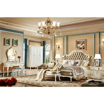 

American retro style luxury bedroom furniture designs fancy king bed set