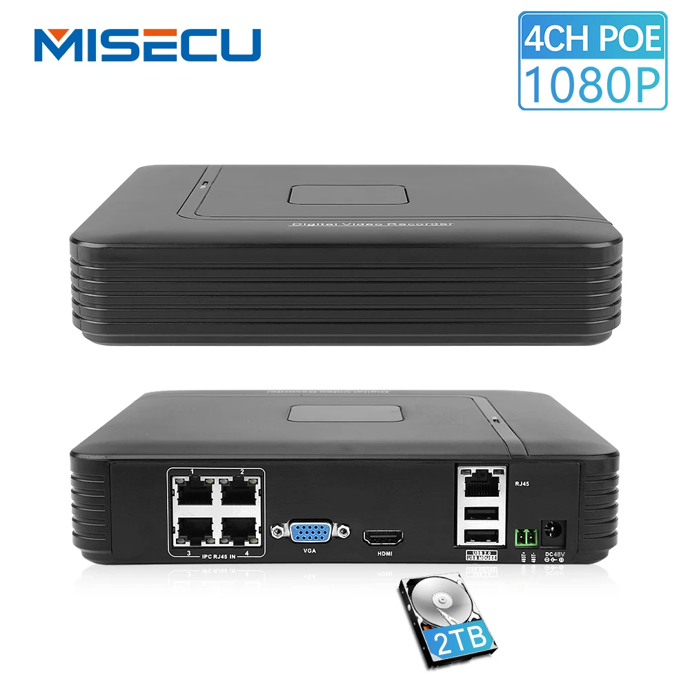 MISECU мини 4CH POE NVR 48 в 1080P HDMI Full HD сетевой видео регистратор для ip-камеры P2P Обнаружение движения доступ удаленный IE Cloud