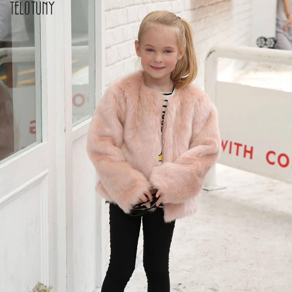 TELOTUNY/зимнее теплое пальто с мехом для маленьких девочек; осенне-зимняя куртка из искусственного меха; плотная теплая верхняя одежда; Z1124