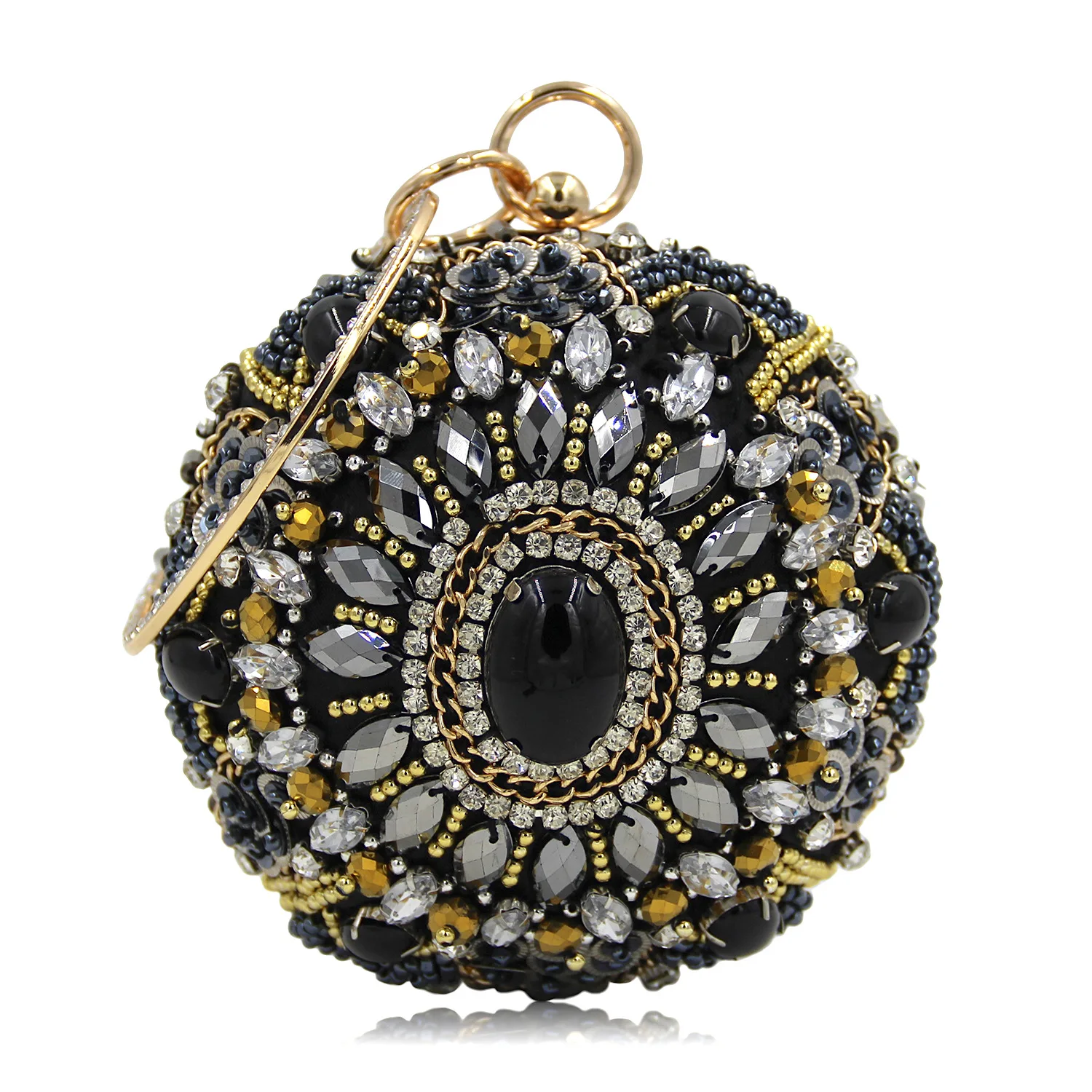 Luxury Women Bags Designer 2018 Round Shape Rhinestone Bead Clutch Bag Party Wedding Bridal
