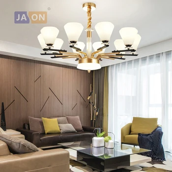 

led e27 Postmodern Iron Glass Crystal Black Gold Chandelier Lighting Lustre Suspension Luminaire Lampen For Foyer