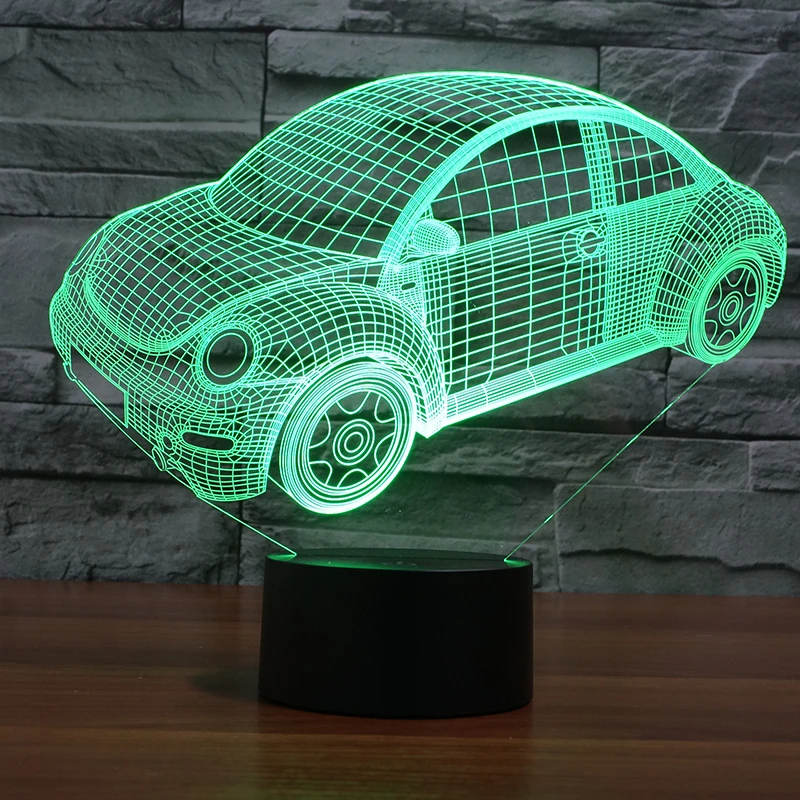 Night Light Toy Car 3D Led Optical Illusion 7 Colors Change Night Light