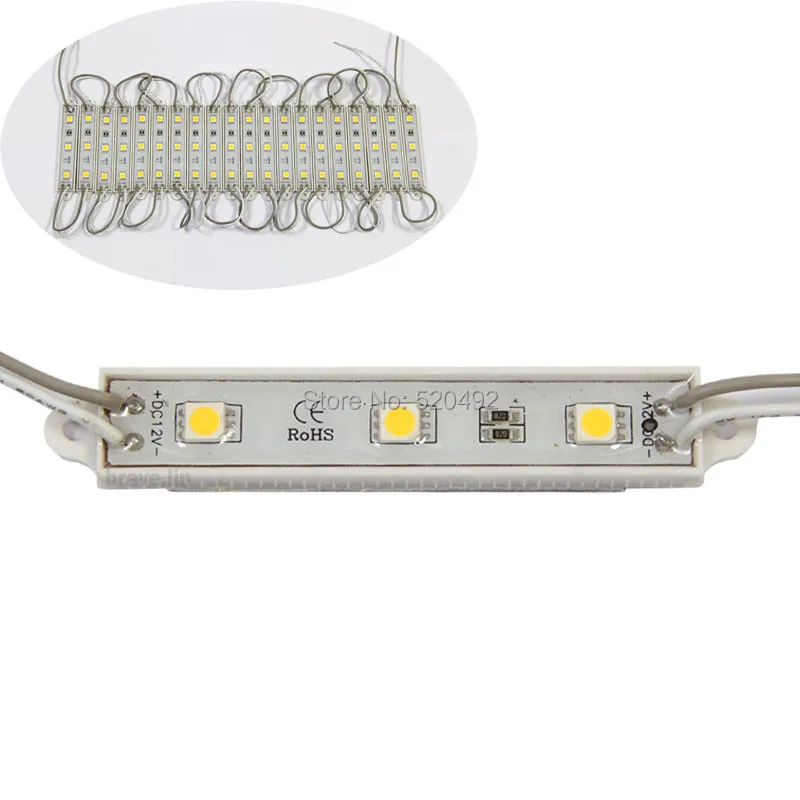 20pcs DC 12V 3 Leds 5050 SMD Warm White Waterproof LED Module Light Lamp in LED Modules from