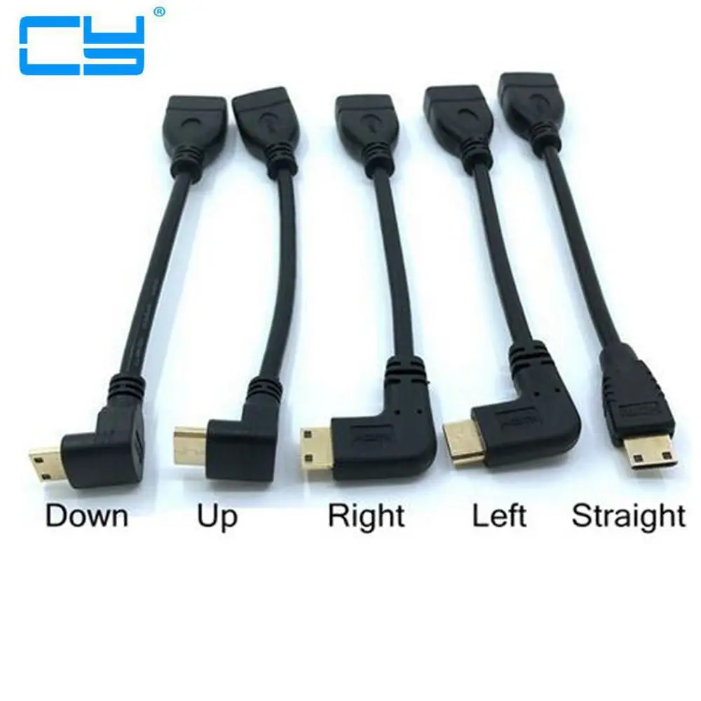 Вверх вниз вправо влево угловой мини HDMI к HDMI мужчин и женщин кабель 10 см для ноутбука ПК HDTV Тип C hdmi мини hdmi угол адаптера