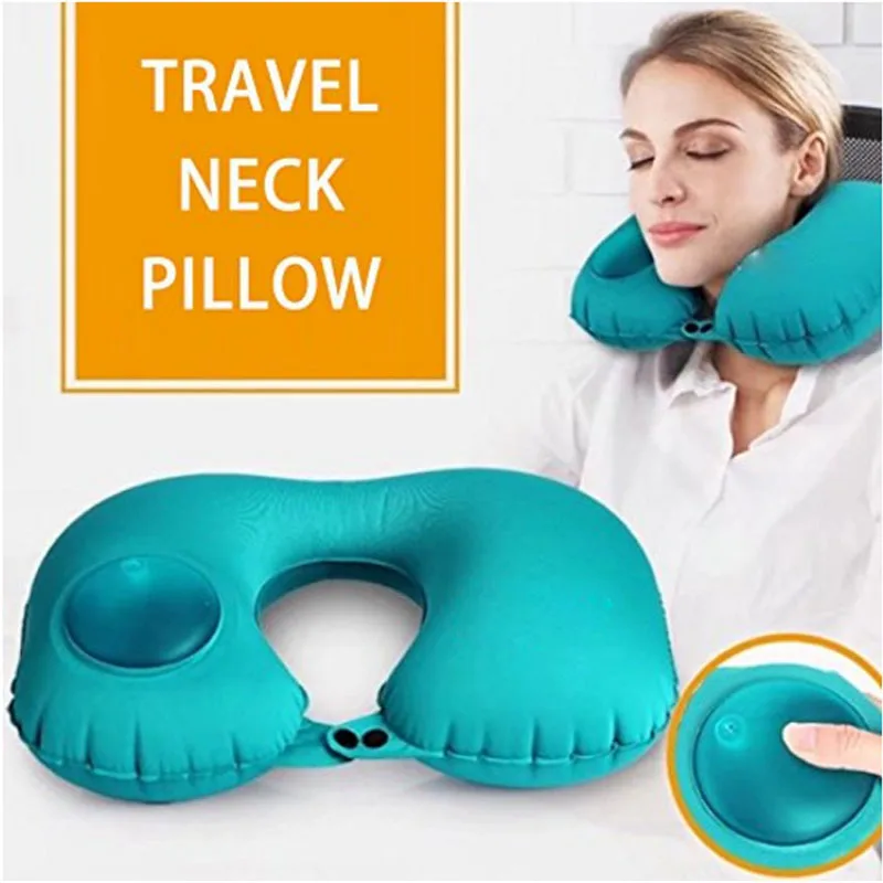 Подушка для путешествий Автоматическая надувные Складная U-Форма комфортную поездку шеи подушки Поддержка Nap воздушной подушке для