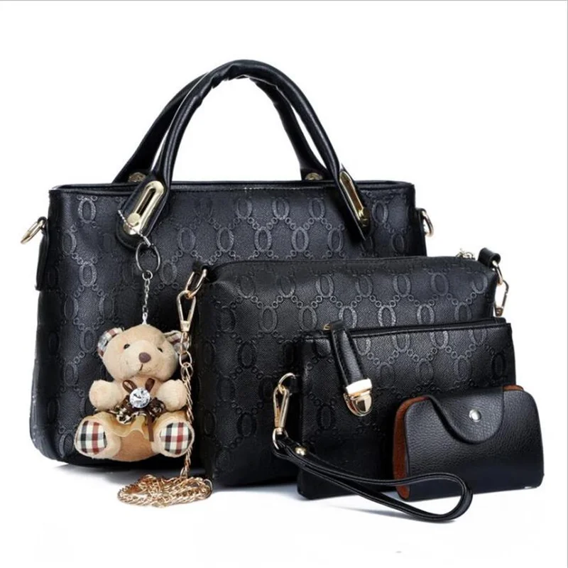 

Ladies bag handbag female 2018 ladies Messenger bag handbag 4 piece set PU leather composite bag