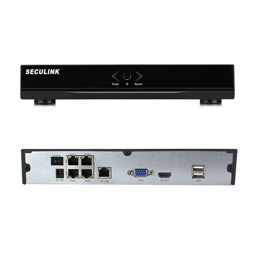 

Seculink 4-Channel PoE NVR 1080P ONVIF Network Video Recorder H.264 Compression Motion Detection Cloud P2P Remote Control