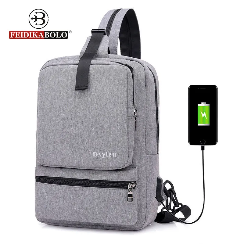 

Anti Theft USB Charge Male Shoulder Bags High Quality Men Chest Bag Black Large Capacity Backpack Crossbody Bags For Man 2018