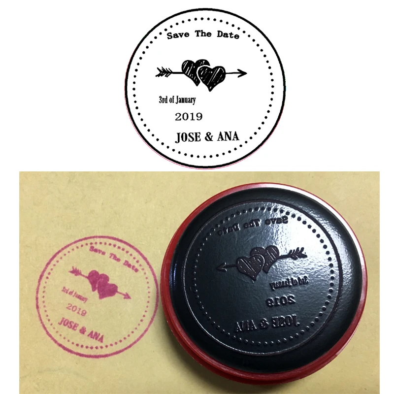 

4CM Custom Wedding Stamp With SAVE THE DATE Self inking Custom Photosensitive Seal Stamp For Invitation Cards