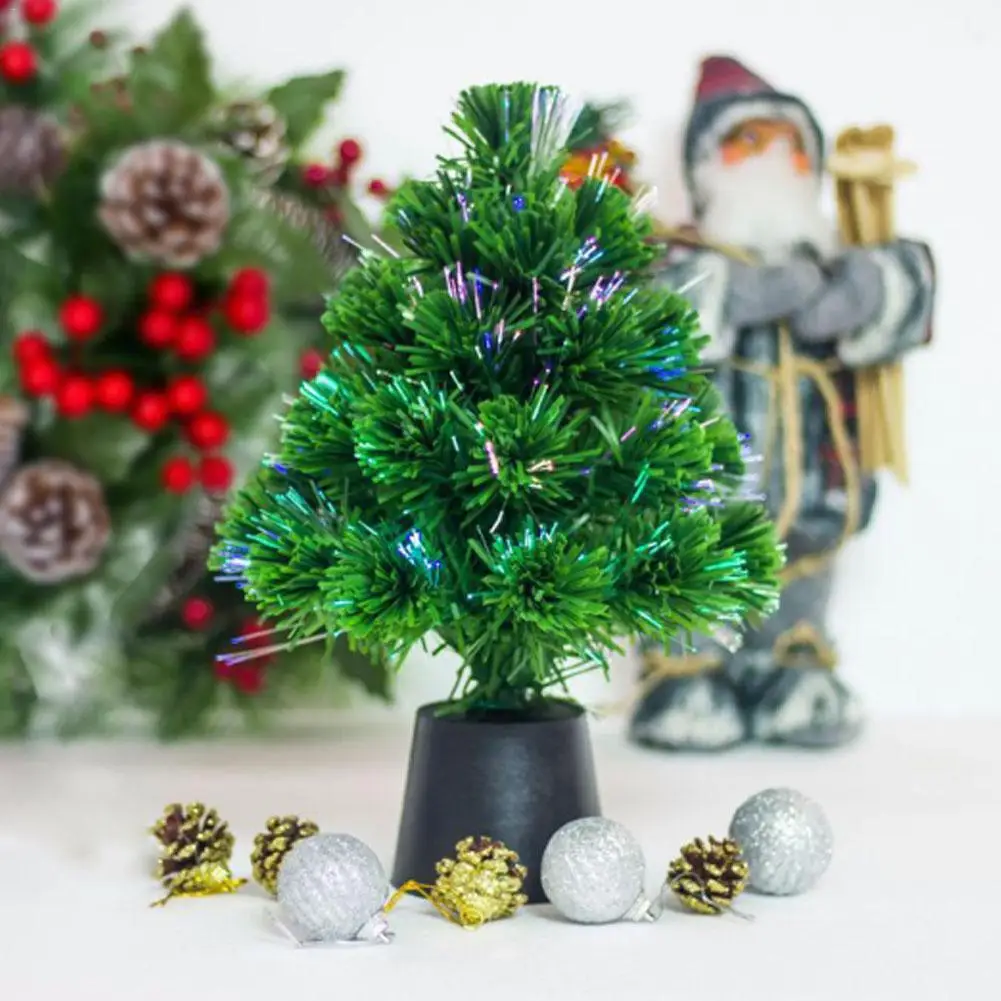  30CM Mini USB Fiber Optic Christmas Tree Led Light Christmas Tree Mini Table Miniature Christmas De