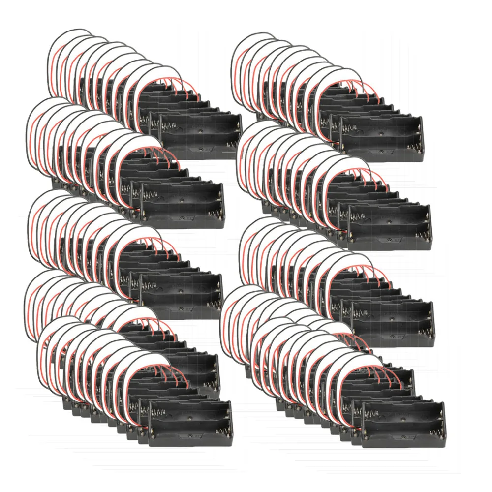 100Pcs Black Double Slot 18650 Battery holder 3.7V Clip Holder Box Case