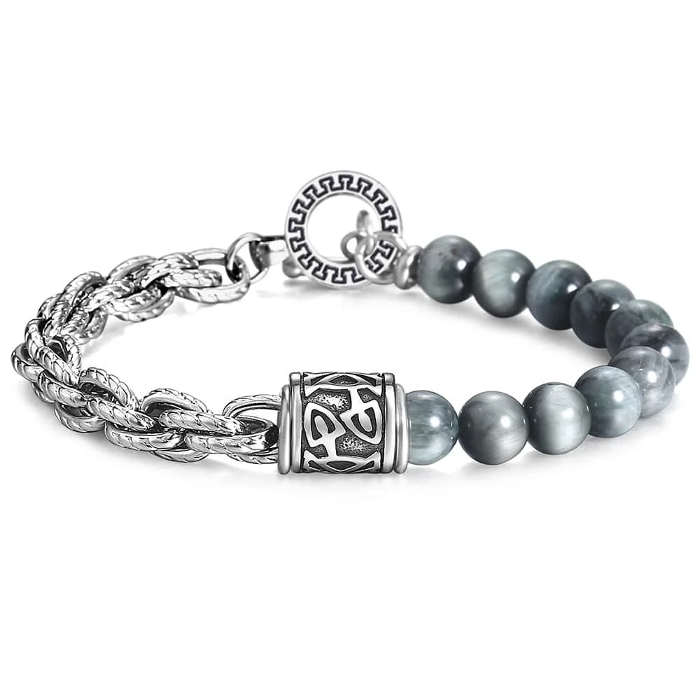 Trendsmax Орлиный глаз камень бусины браслеты для мужчин s мальчиков женщин нержавеющая сталь браслет цепь мужчин ювелирные украшения подарок TBX00301