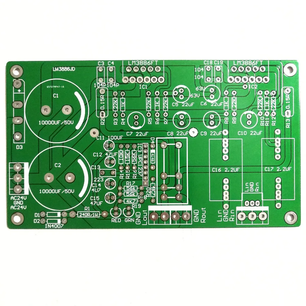 LM3886 двухканальный+ динамик Защита без тока звук без шума Звук PCB Усилитель мощности доска