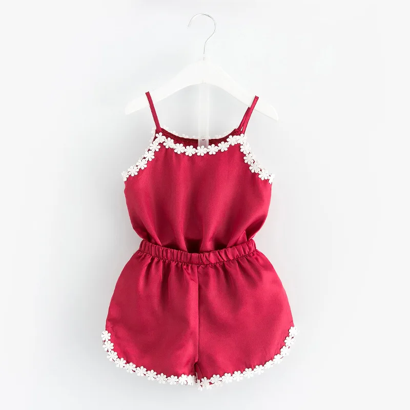 

Summer Girls Korean Strap Pajamas Tops Shorts Home Children's Suit 2-6 YEARS