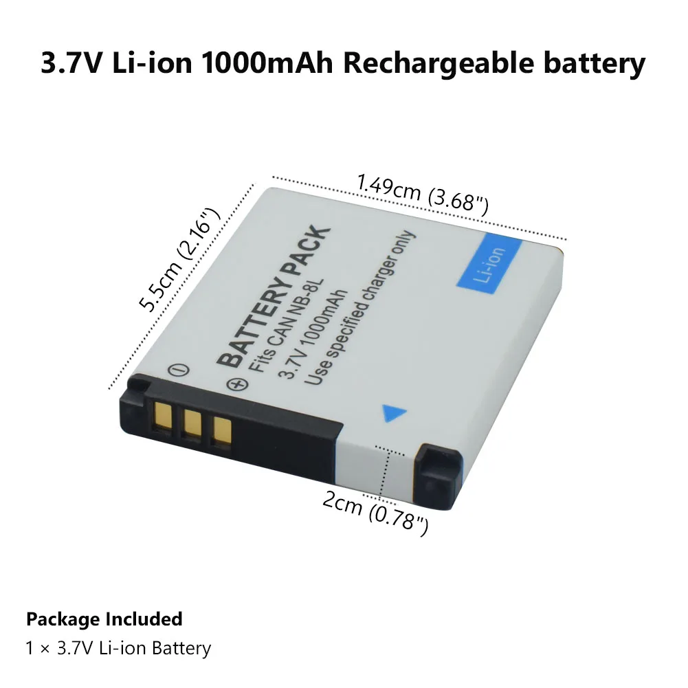 Аккумуляторная батарея 3,7 V 1000mAh SLR NB-8L литиевая батарея A3300 A3200 IS A1200 A3000 для камеры Canon