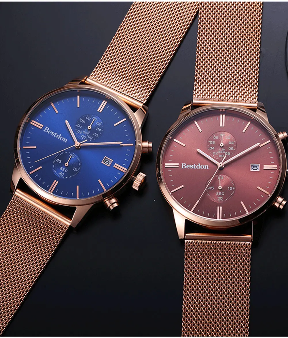 Швейцарский бренд, мужские часы Bestdon, топ, роскошный бренд, модные часы с хронографом, TikTok, водонепроницаемые спортивные часы, мужские часы
