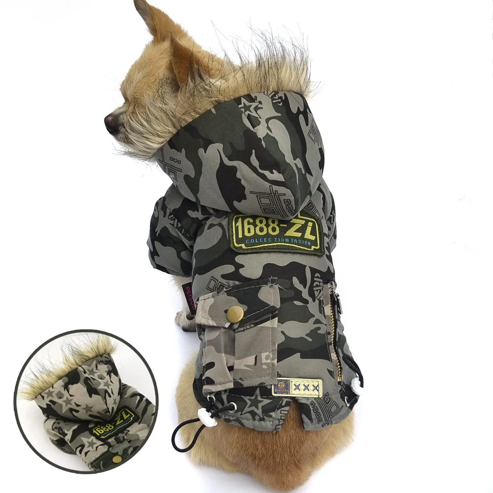 Fashion Camouflage Pet Dog Clothes Winter Warm Thick Dog Coats And