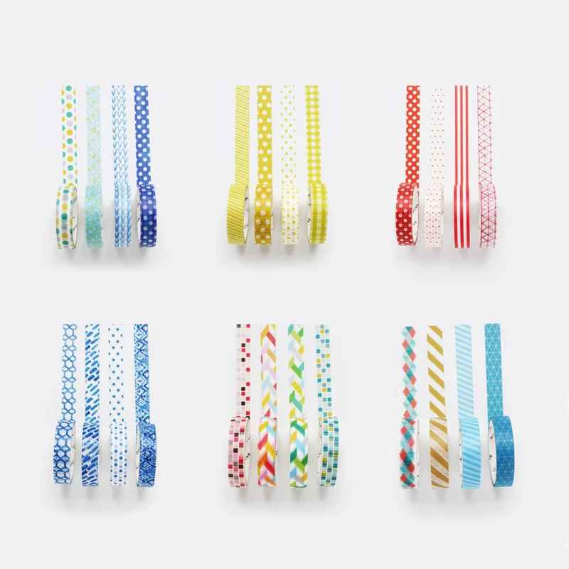 

40pcs Basic color washi tape 9mm Mini dots grid stripe masking tapes stickers for diary book ablum photo gift Stationery FJ841