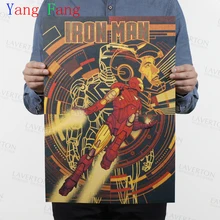 IRON MAN de Marvel Comics retro película papel Kraft Poster pegatina de pared vintage pintura antigua decoración del hogar para bar Café pub 51*35CM