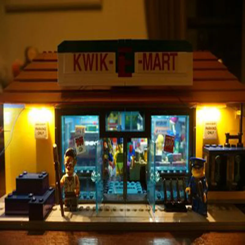 Светодио дный ламп для Lego Building City Street 71016 Симпсоны Kwik E Mart игрушки Совместимые 16004