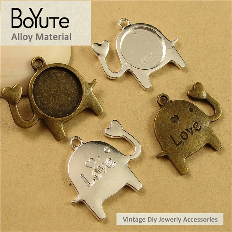 BoYuTe (50 Pieces/Lot) 14MM Cabochon Base Vintage Style Zinc Alloy Material Calf Elephant Bezel Pendants for Jewelry Making | Украшения и